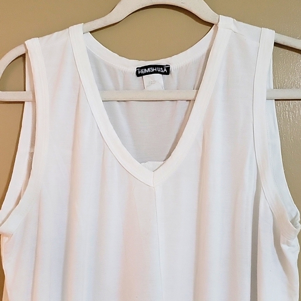 Tie Front White Tank Women's Size L - Picture 2 of 3